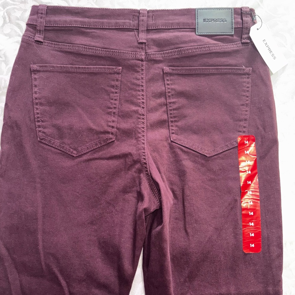 Express Womens Size 14 Burgundy Bootcut Denim Jeans Mid Rise  (F4) - Picture 8 of 11